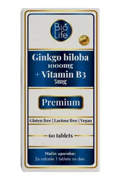 Ginkgo Biloba 1000mg + Vitamin B3 Premium 60tbl BioLife-2