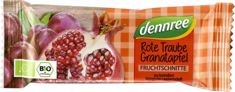Ploščica sadna rdeče grozdje granatno jabolko bio 40g Dennree-0